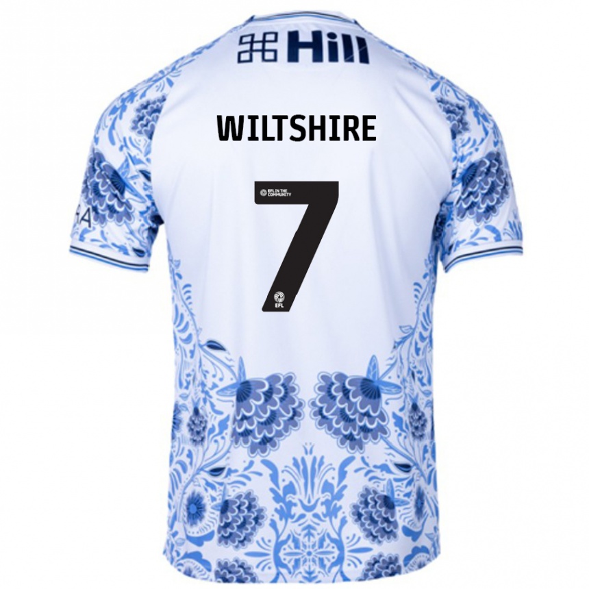 Kids Football Sarah Wiltshire #7 White Blue Away Jersey 2024/25 T-Shirt Uk