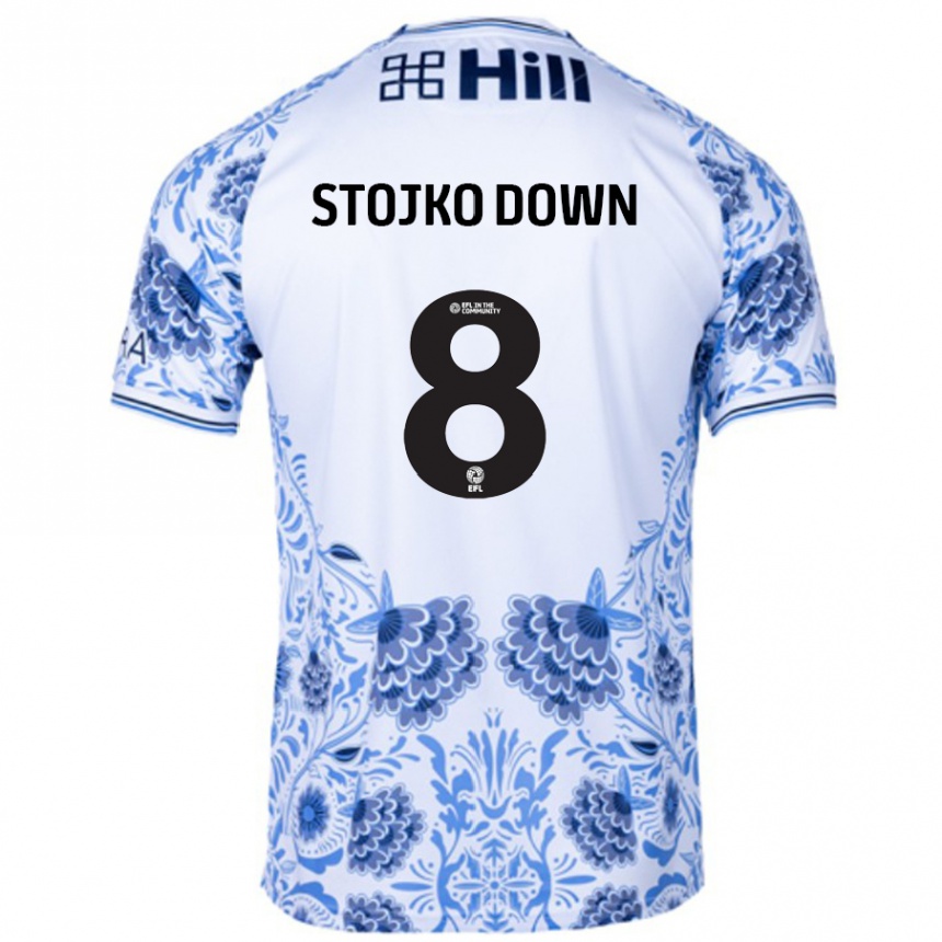 Kids Football Alysha Stojko-Down #8 White Blue Away Jersey 2024/25 T-Shirt Uk