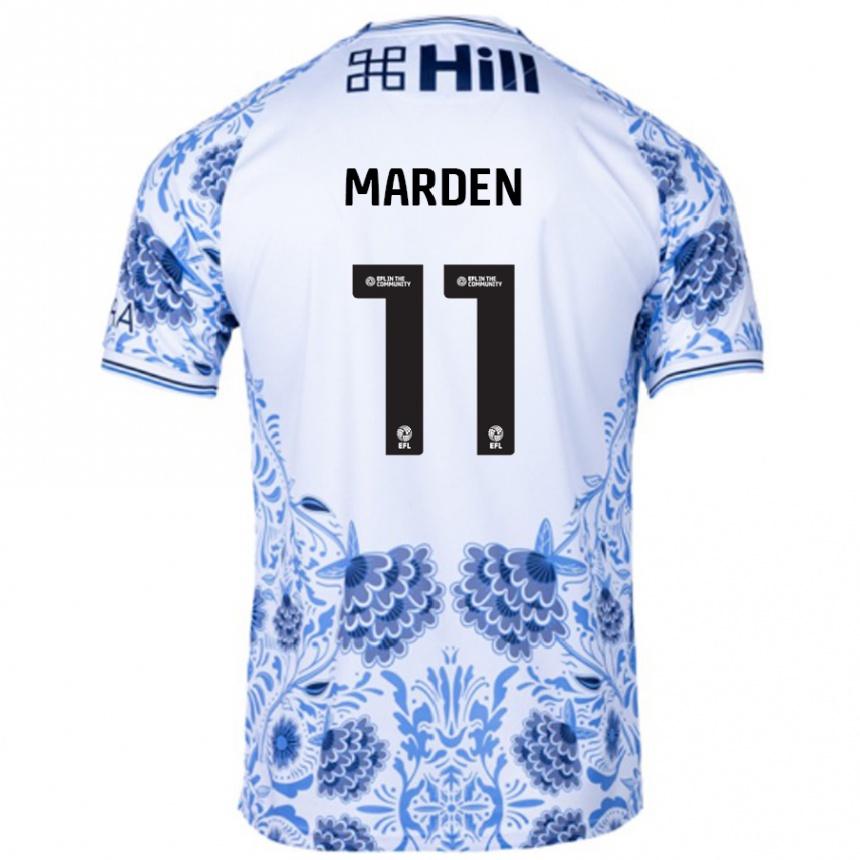 Kids Football Ella Marden #11 White Blue Away Jersey 2024/25 T-Shirt Uk