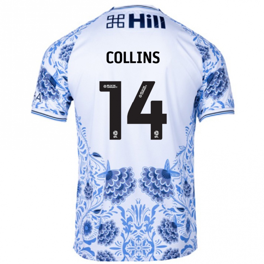 Kids Football Natasha Collins #14 White Blue Away Jersey 2024/25 T-Shirt Uk