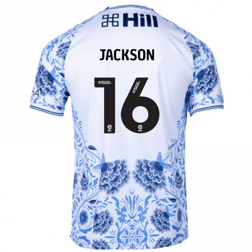 Kids Football Abbie Jackson #16 White Blue Away Jersey 2024/25 T-Shirt Uk