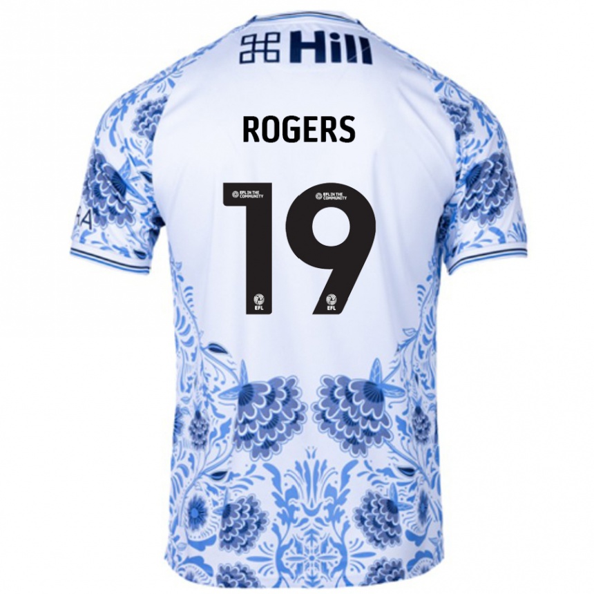 Kids Football Beatrice Rogers #19 White Blue Away Jersey 2024/25 T-Shirt Uk