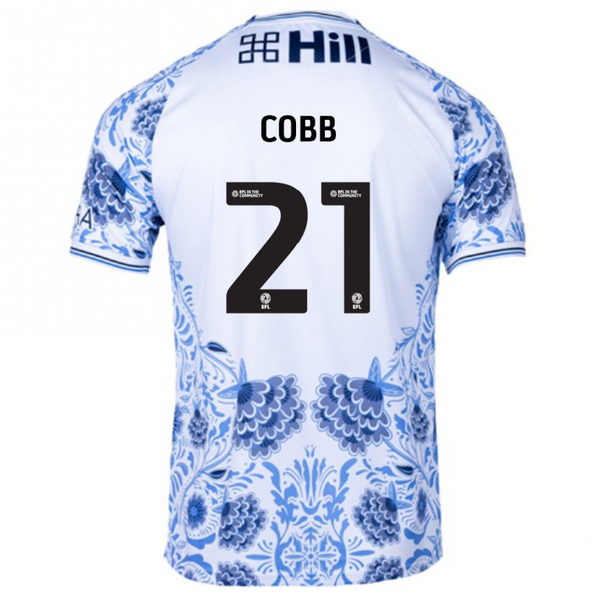 Kids Football Serena Cobb #21 White Blue Away Jersey 2024/25 T-Shirt Uk