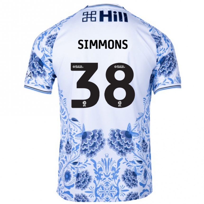 Kids Football Bella Simmons #38 White Blue Away Jersey 2024/25 T-Shirt Uk