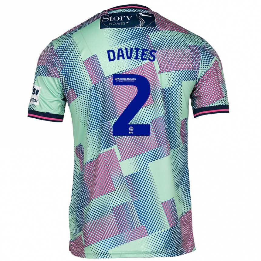 Kids Football Archie Davies #2 Green Away Jersey 2024/25 T-Shirt Uk