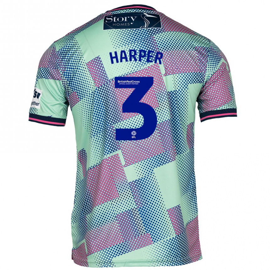 Kids Football Cameron Harper #3 Green Away Jersey 2024/25 T-Shirt Uk