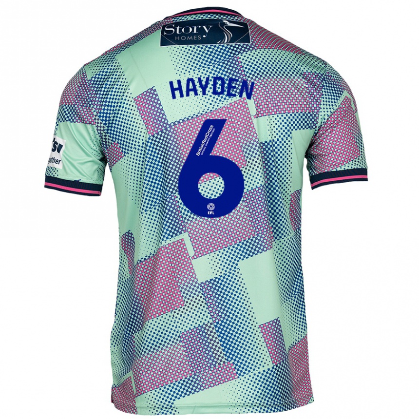 Kids Football Aaron Hayden #6 Green Away Jersey 2024/25 T-Shirt Uk