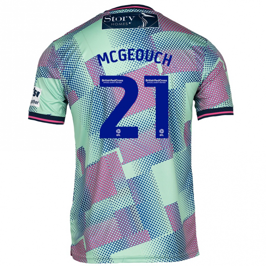 Kids Football Dylan Mcgeouch #21 Green Away Jersey 2024/25 T-Shirt Uk