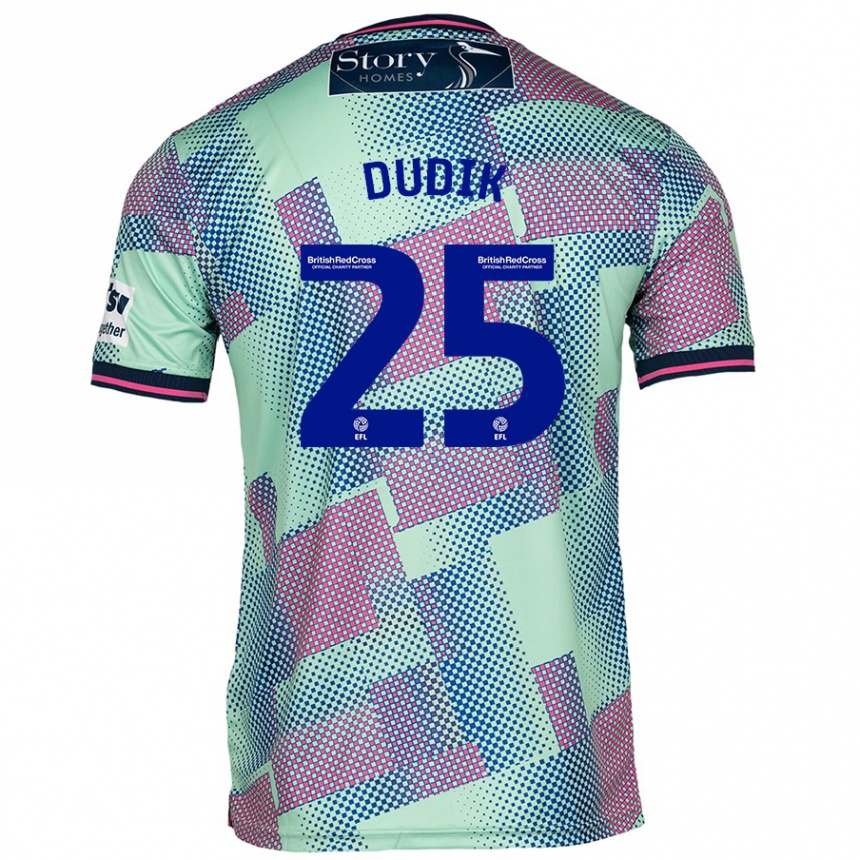 Kids Football Anton Dudik #25 Green Away Jersey 2024/25 T-Shirt Uk