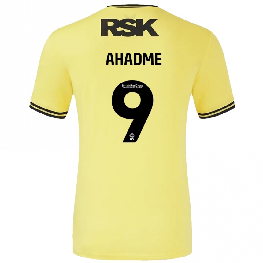 Kids Football Gassan Ahadme #9 Yellow Black Away Jersey 2024/25 T-Shirt Uk