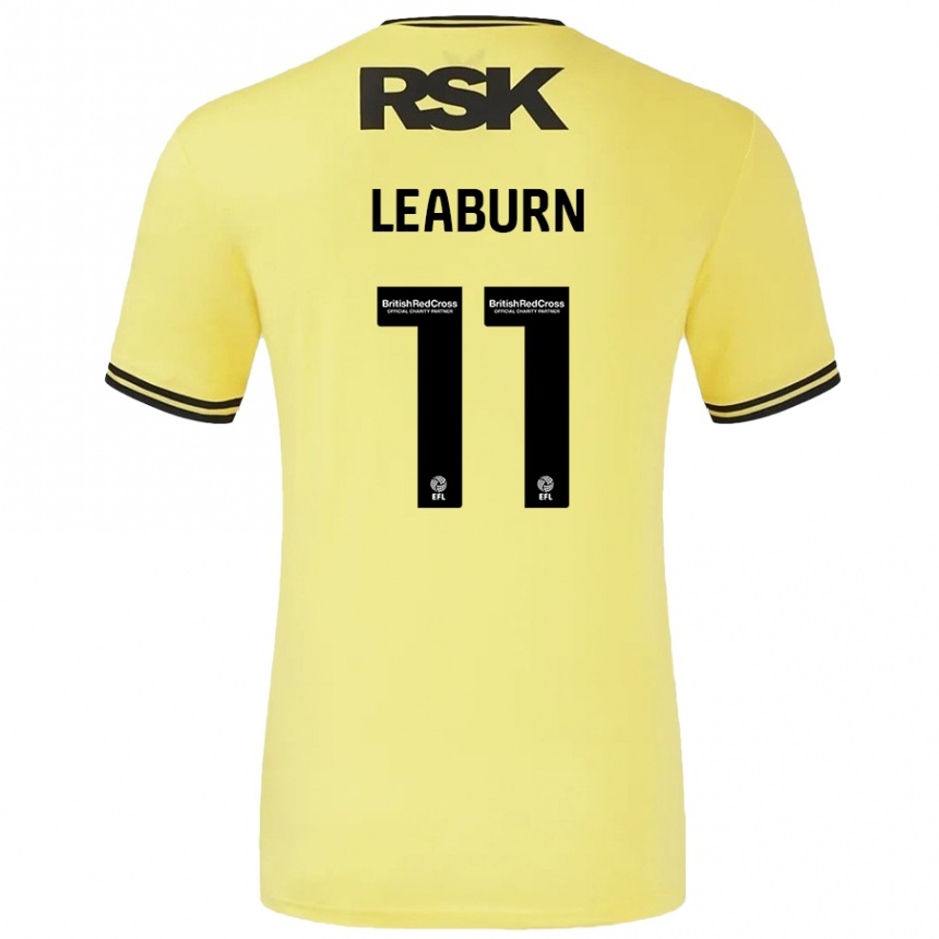 Kids Football Miles Leaburn #11 Yellow Black Away Jersey 2024/25 T-Shirt Uk