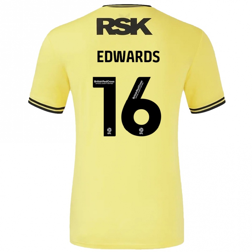 Kids Football Josh Edwards #16 Yellow Black Away Jersey 2024/25 T-Shirt Uk