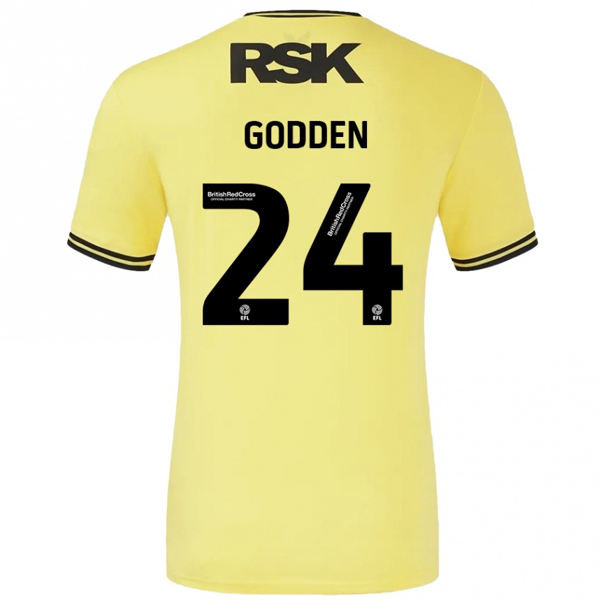 Kids Football Matt Godden #24 Yellow Black Away Jersey 2024/25 T-Shirt Uk