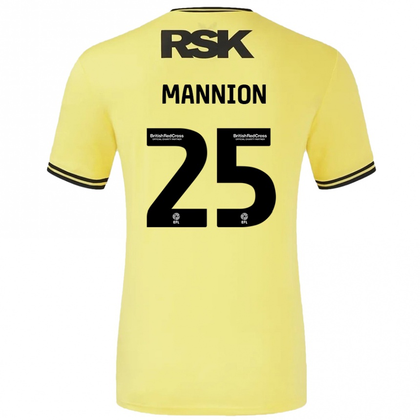 Kids Football Will Mannion #25 Yellow Black Away Jersey 2024/25 T-Shirt Uk