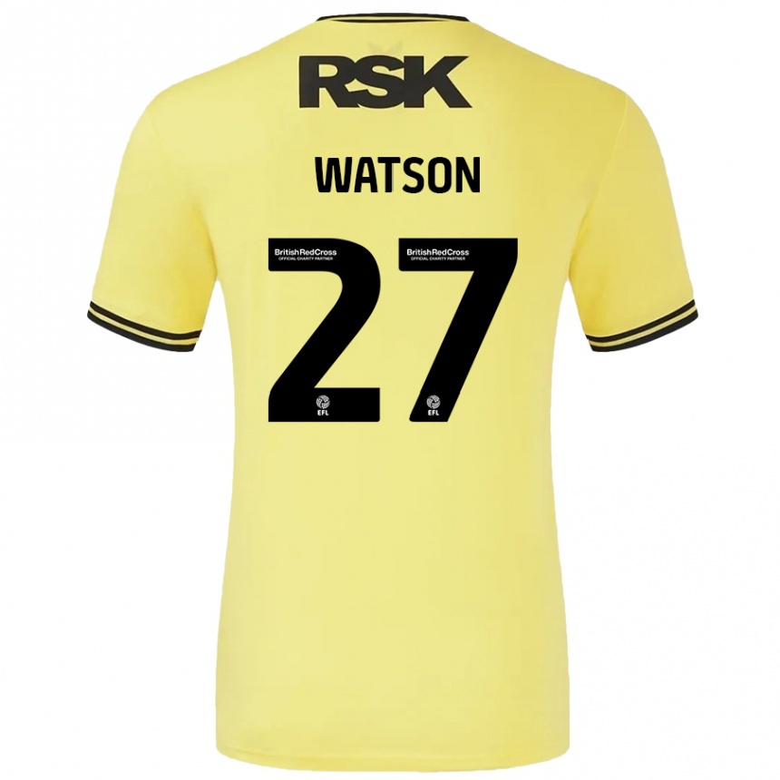 Kids Football Tennai Watson #27 Yellow Black Away Jersey 2024/25 T-Shirt Uk