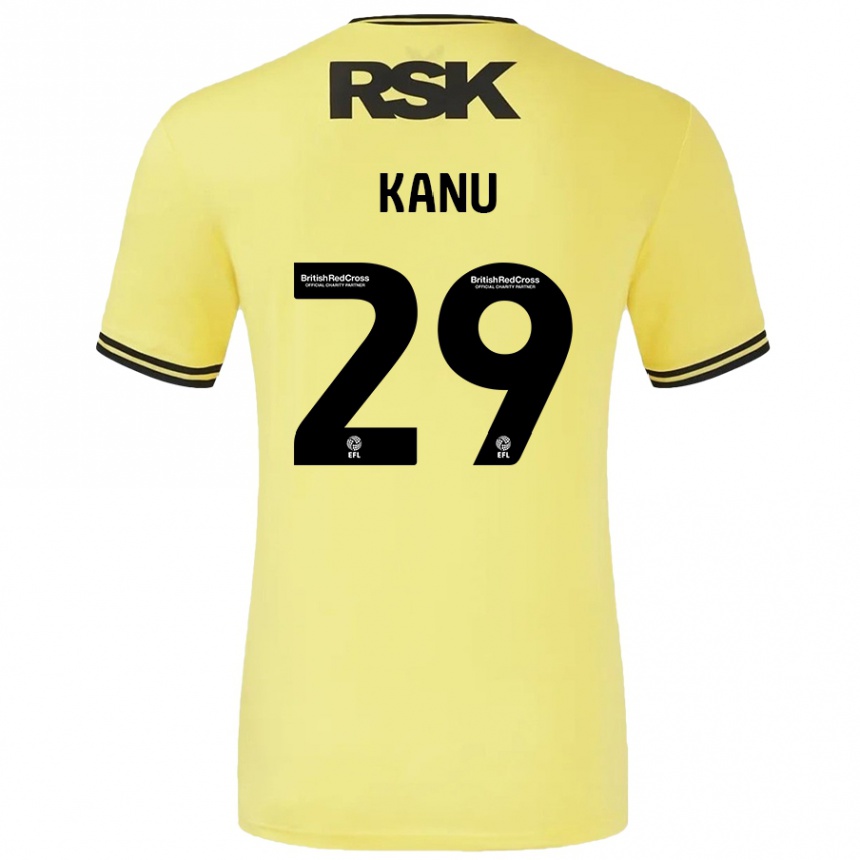 Kids Football Daniel Kanu #29 Yellow Black Away Jersey 2024/25 T-Shirt Uk