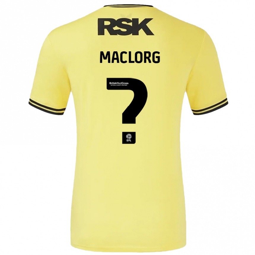 Kids Football Lennon Maclorg #0 Yellow Black Away Jersey 2024/25 T-Shirt Uk