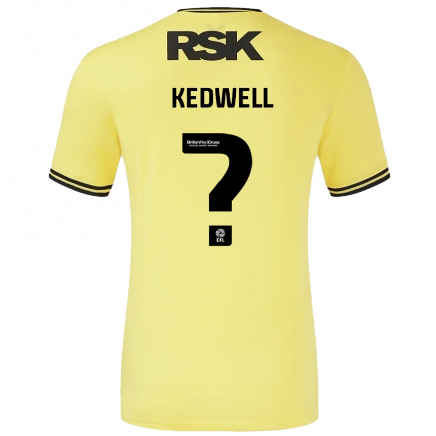 Kids Football Harvey Kedwell #0 Yellow Black Away Jersey 2024/25 T-Shirt Uk