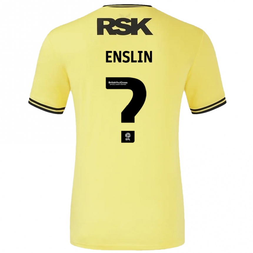 Kids Football Kai Enslin #0 Yellow Black Away Jersey 2024/25 T-Shirt Uk