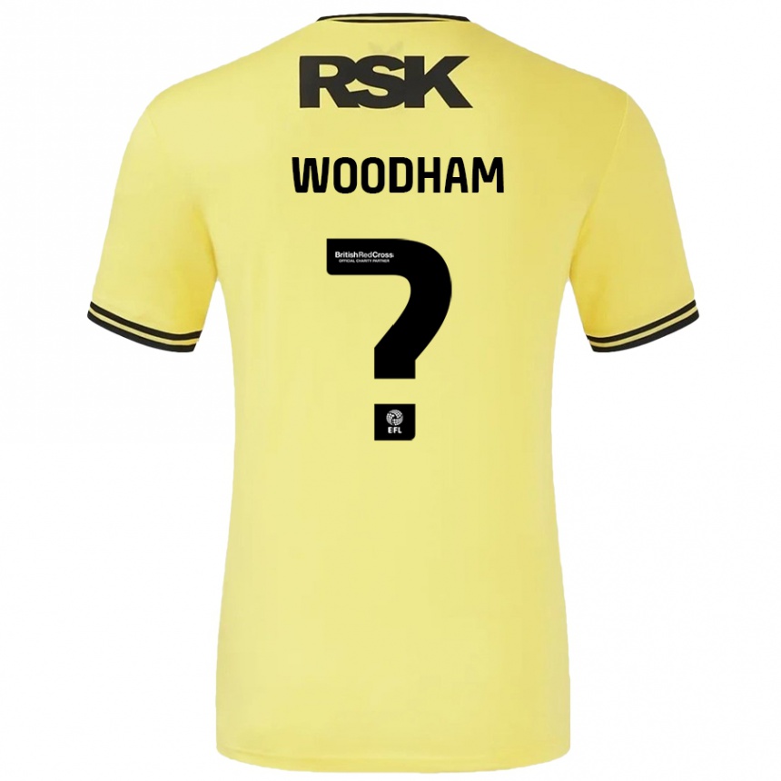 Kids Football Finley Woodham #0 Yellow Black Away Jersey 2024/25 T-Shirt Uk