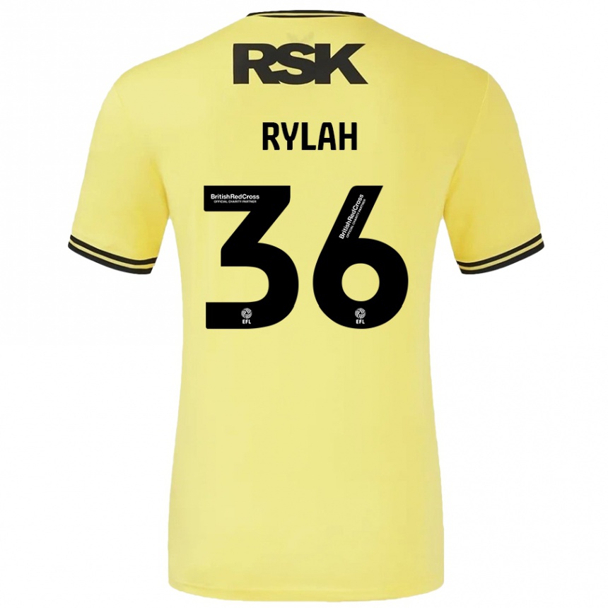 Kids Football Henry Rylah #36 Yellow Black Away Jersey 2024/25 T-Shirt Uk