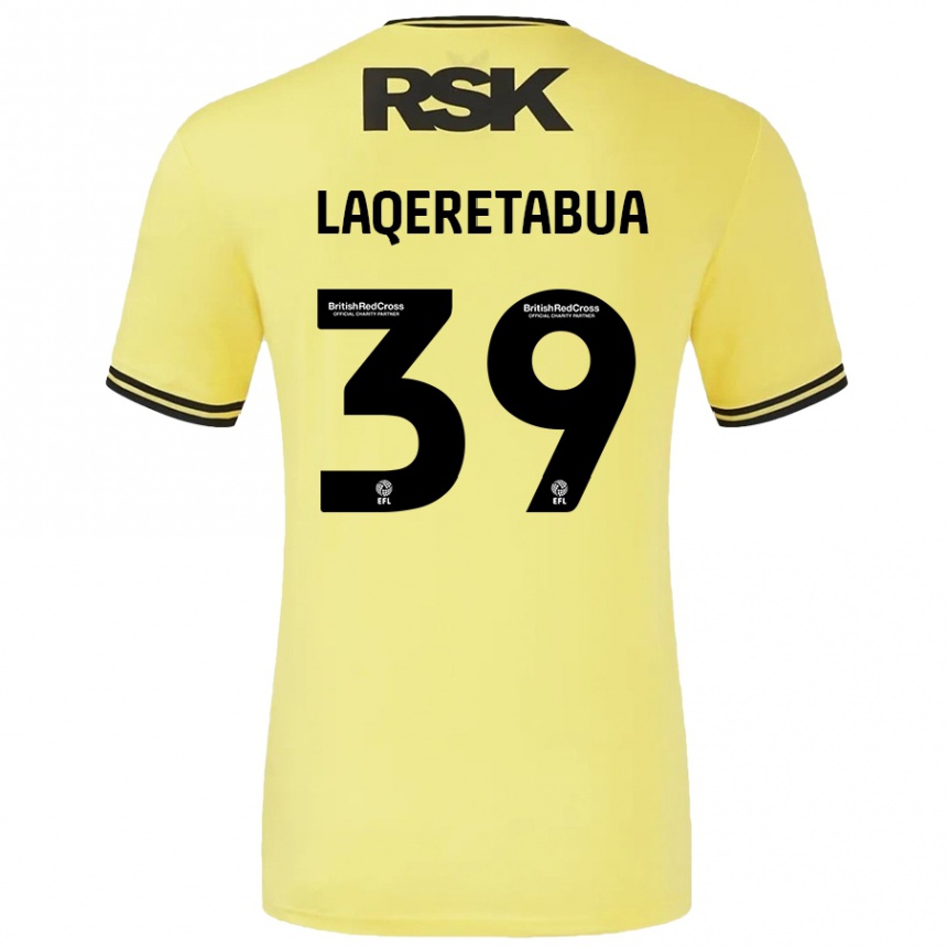 Kids Football Josh Laqeretabua #39 Yellow Black Away Jersey 2024/25 T-Shirt Uk