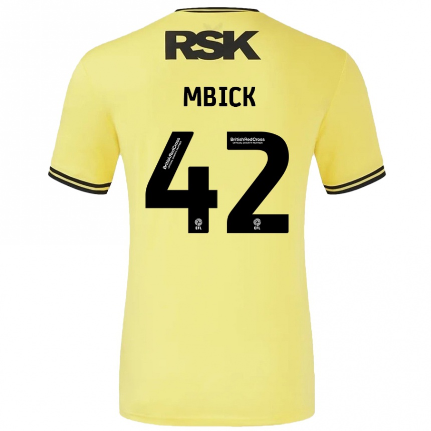 Kids Football Micah Mbick #42 Yellow Black Away Jersey 2024/25 T-Shirt Uk