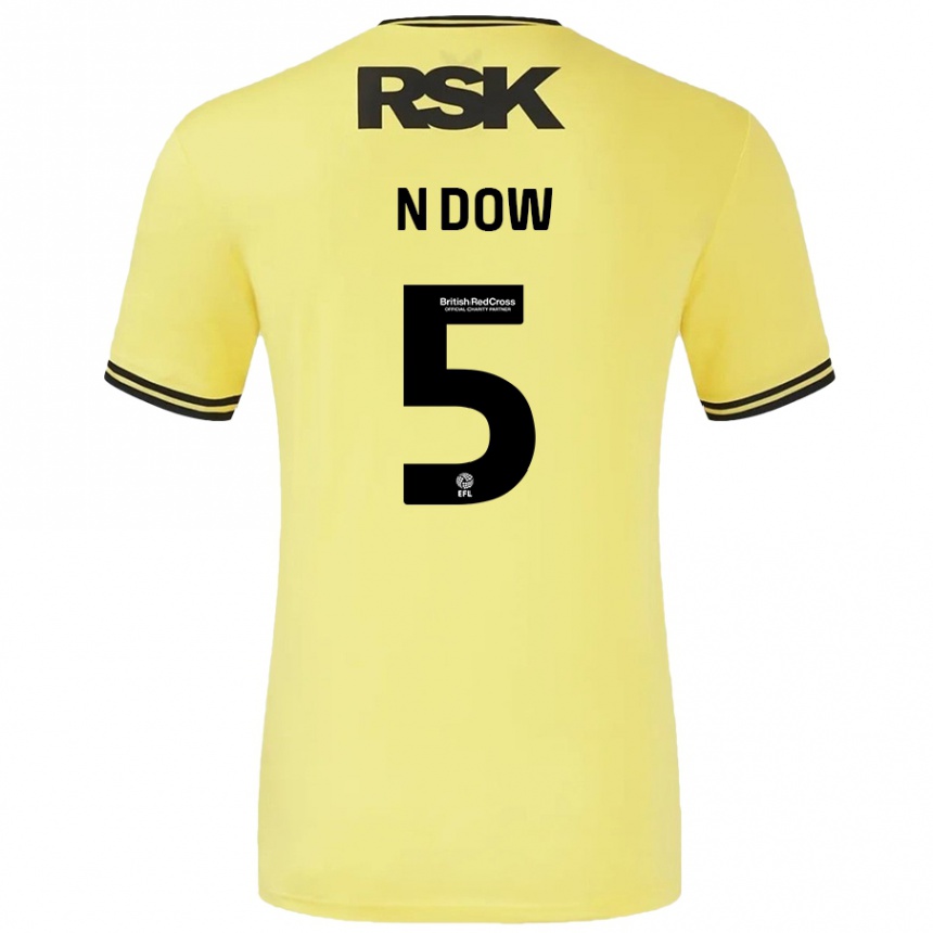 Kids Football Elisha N'dow #5 Yellow Black Away Jersey 2024/25 T-Shirt Uk