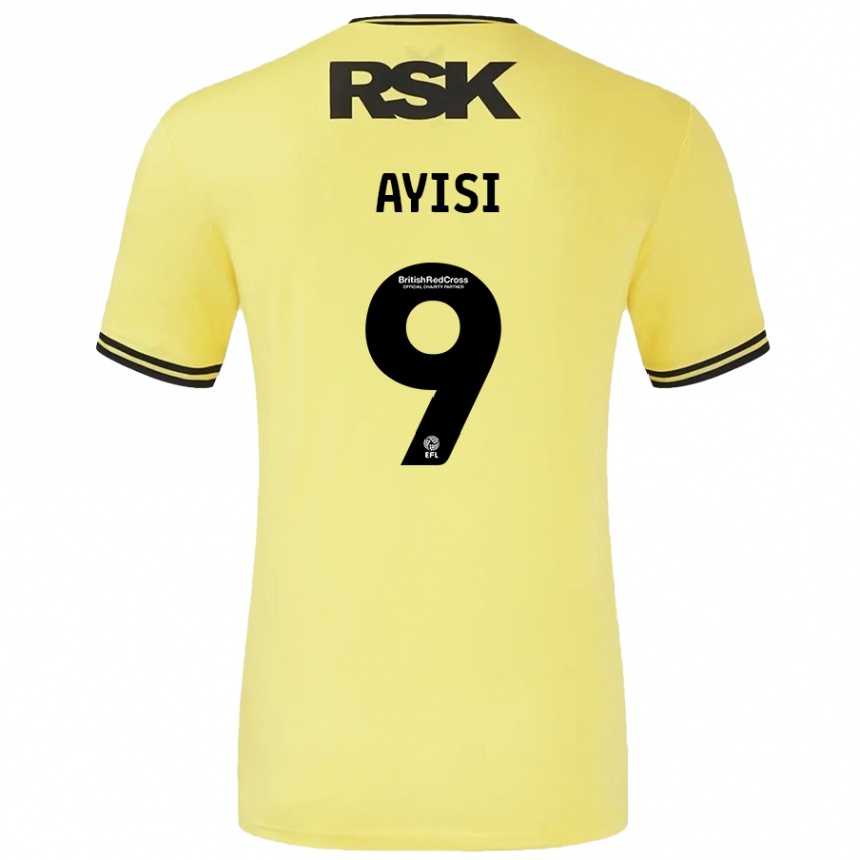 Kids Football Freda Ayisi #9 Yellow Black Away Jersey 2024/25 T-Shirt Uk