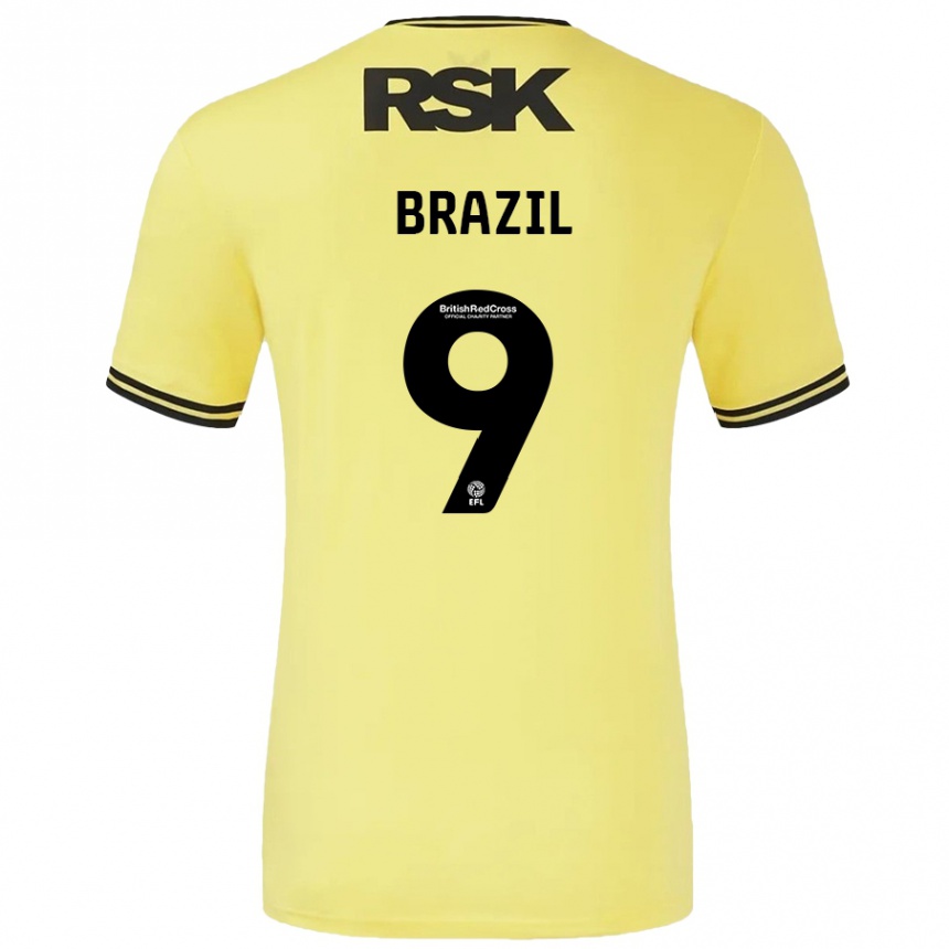 Kids Football Ellie Brazil #9 Yellow Black Away Jersey 2024/25 T-Shirt Uk