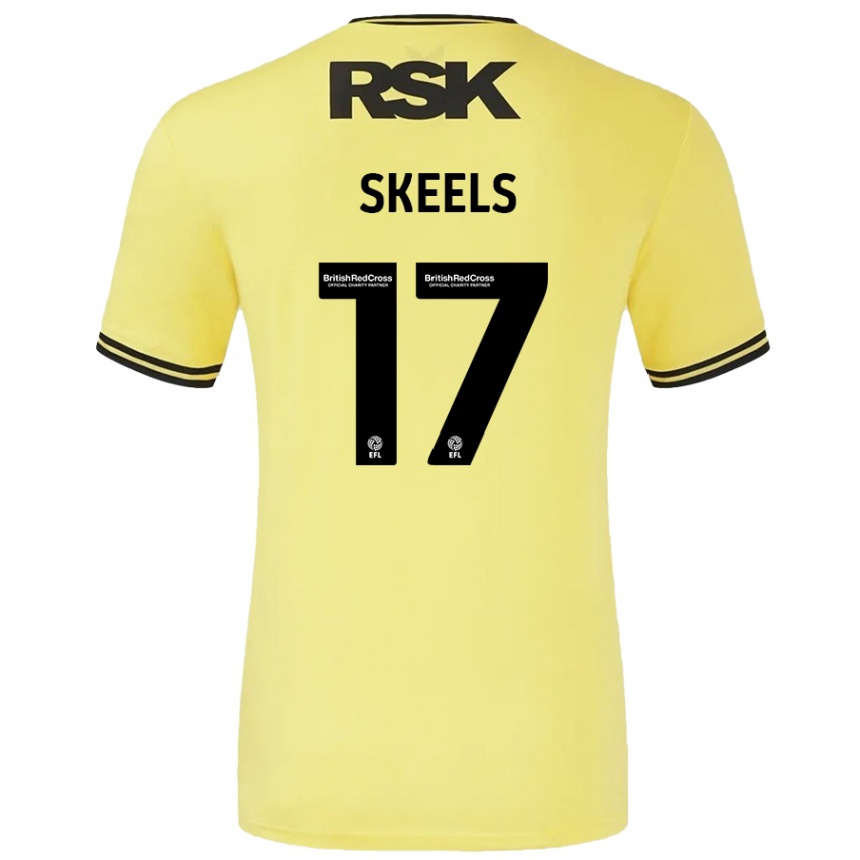 Kids Football Kiera Skeels #17 Yellow Black Away Jersey 2024/25 T-Shirt Uk