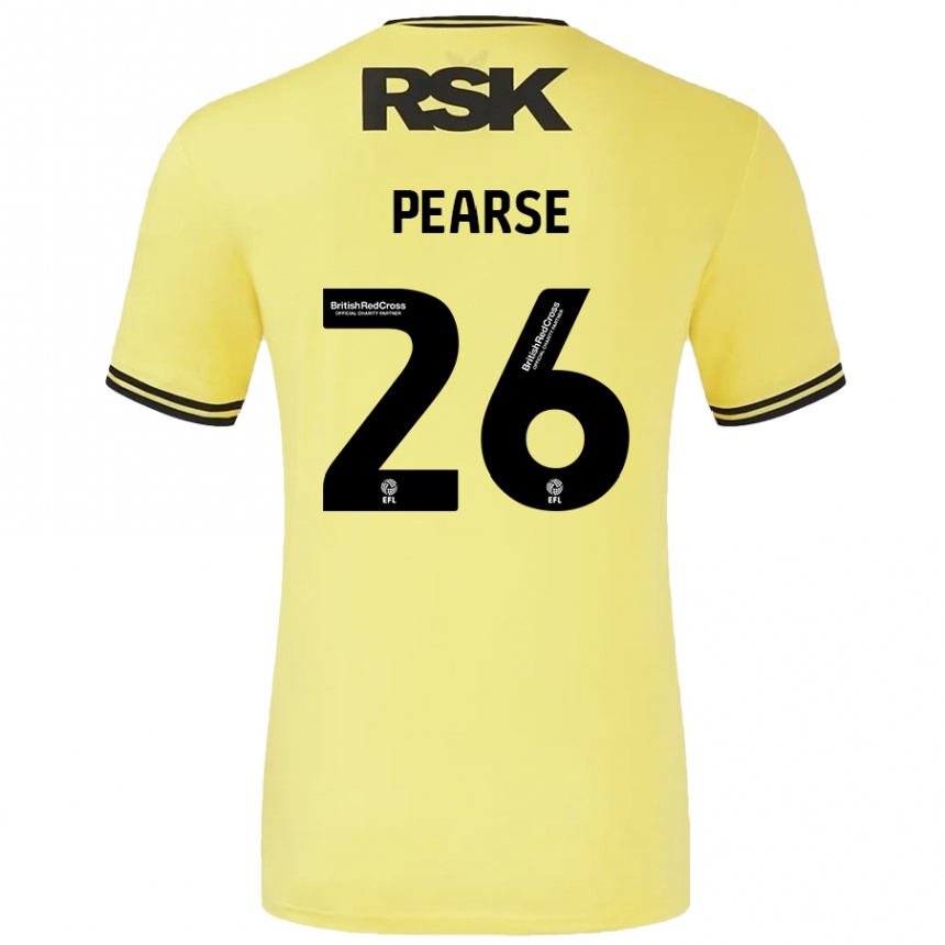 Kids Football Gracie Pearse #26 Yellow Black Away Jersey 2024/25 T-Shirt Uk