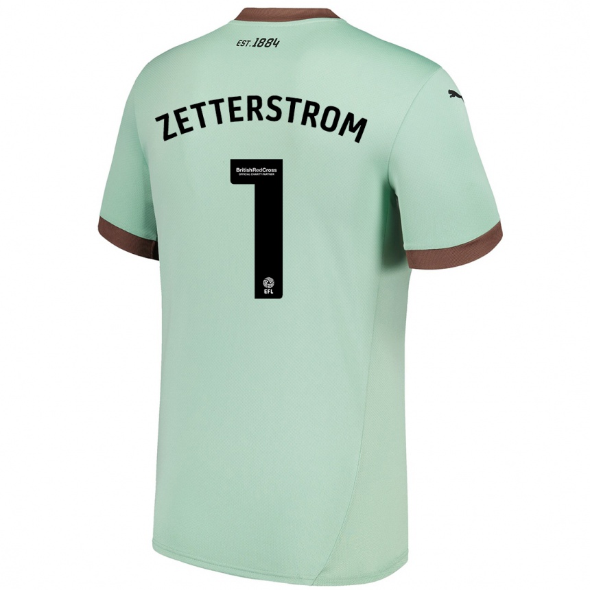 Kids Football Jacob Widell Zetterström #1 Pale Green Away Jersey 2024/25 T-Shirt Uk