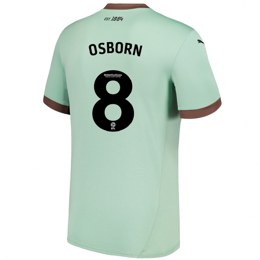 Kids Football Ben Osborn #8 Pale Green Away Jersey 2024/25 T-Shirt Uk