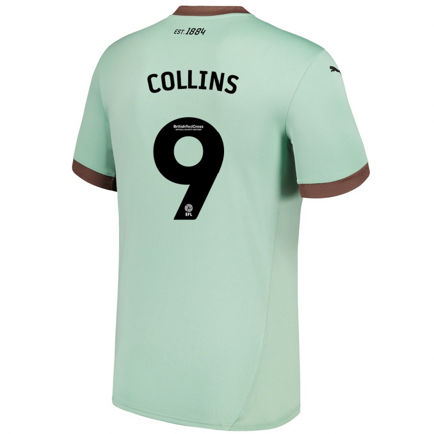 Kids Football James Collins #9 Pale Green Away Jersey 2024/25 T-Shirt Uk