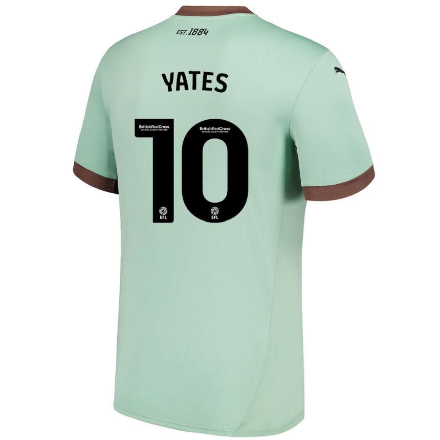 Kids Football Jerry Yates #10 Pale Green Away Jersey 2024/25 T-Shirt Uk