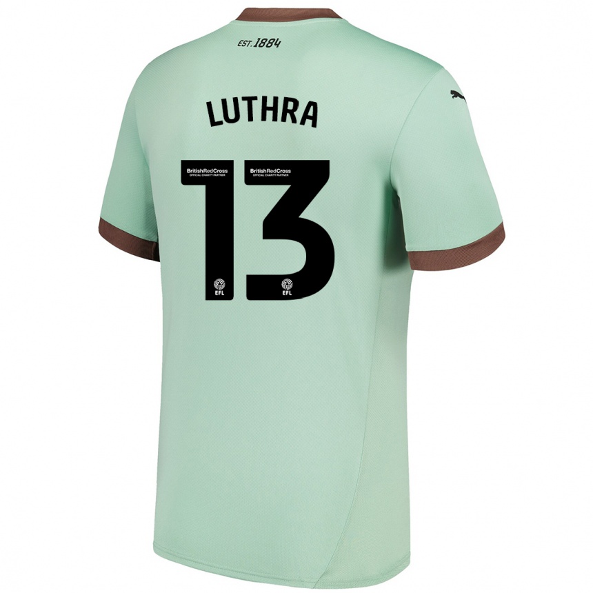 Kids Football Rohan Luthra #13 Pale Green Away Jersey 2024/25 T-Shirt Uk