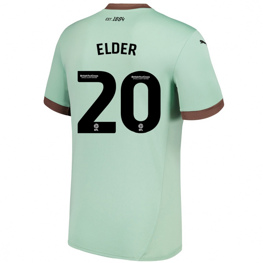 Kids Football Callum Elder #20 Pale Green Away Jersey 2024/25 T-Shirt Uk