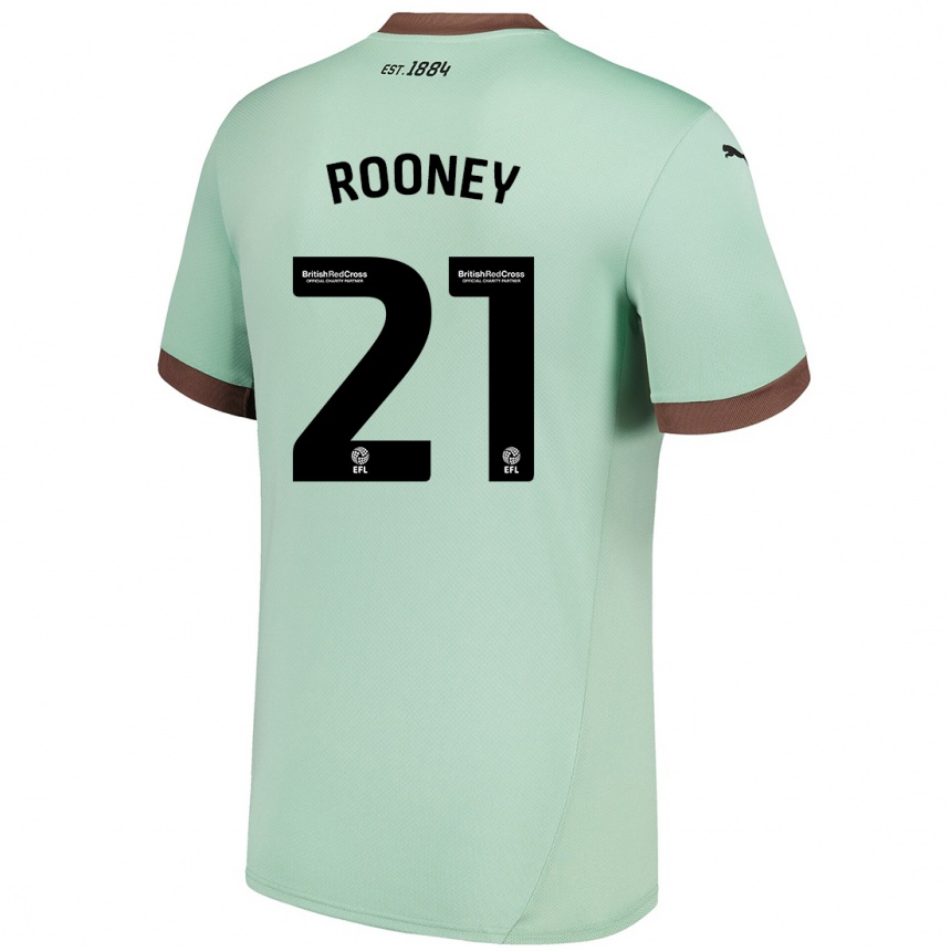 Kids Football Jake Rooney #21 Pale Green Away Jersey 2024/25 T-Shirt Uk