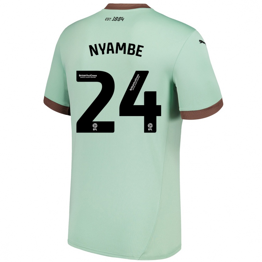 Kids Football Ryan Nyambe #24 Pale Green Away Jersey 2024/25 T-Shirt Uk