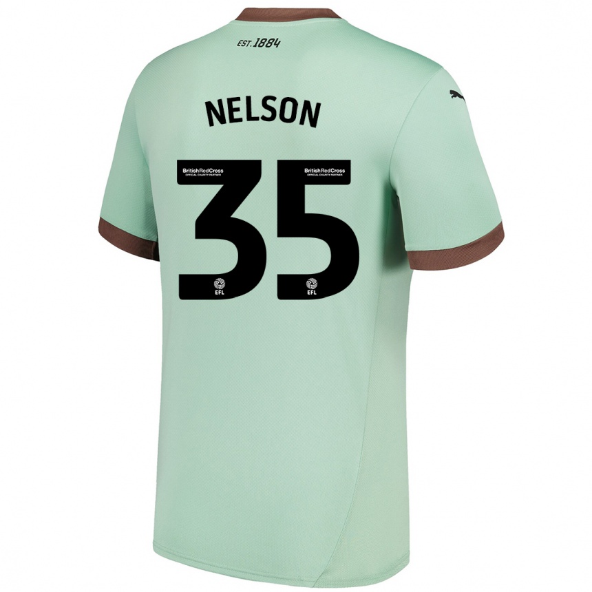 Kids Football Curtis Nelson #35 Pale Green Away Jersey 2024/25 T-Shirt Uk