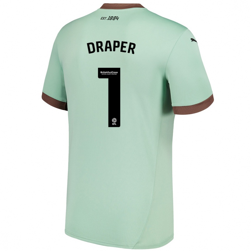 Kids Football Anna Draper #1 Pale Green Away Jersey 2024/25 T-Shirt Uk