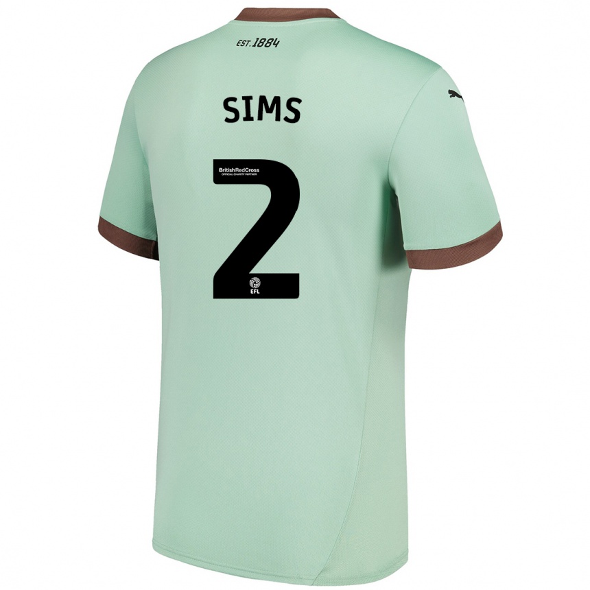 Kids Football Amy Sims #2 Pale Green Away Jersey 2024/25 T-Shirt Uk