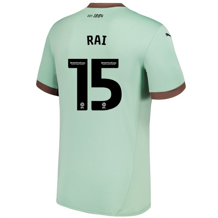 Kids Football Kira Rai #15 Pale Green Away Jersey 2024/25 T-Shirt Uk