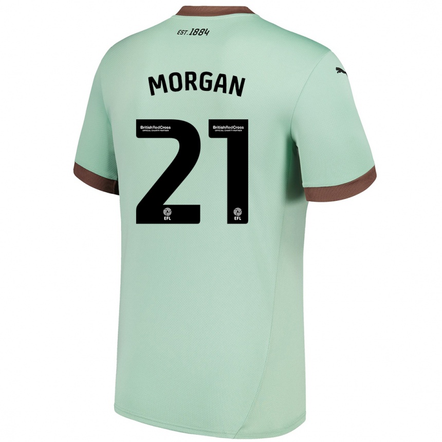 Kids Football Sarah Morgan #21 Pale Green Away Jersey 2024/25 T-Shirt Uk