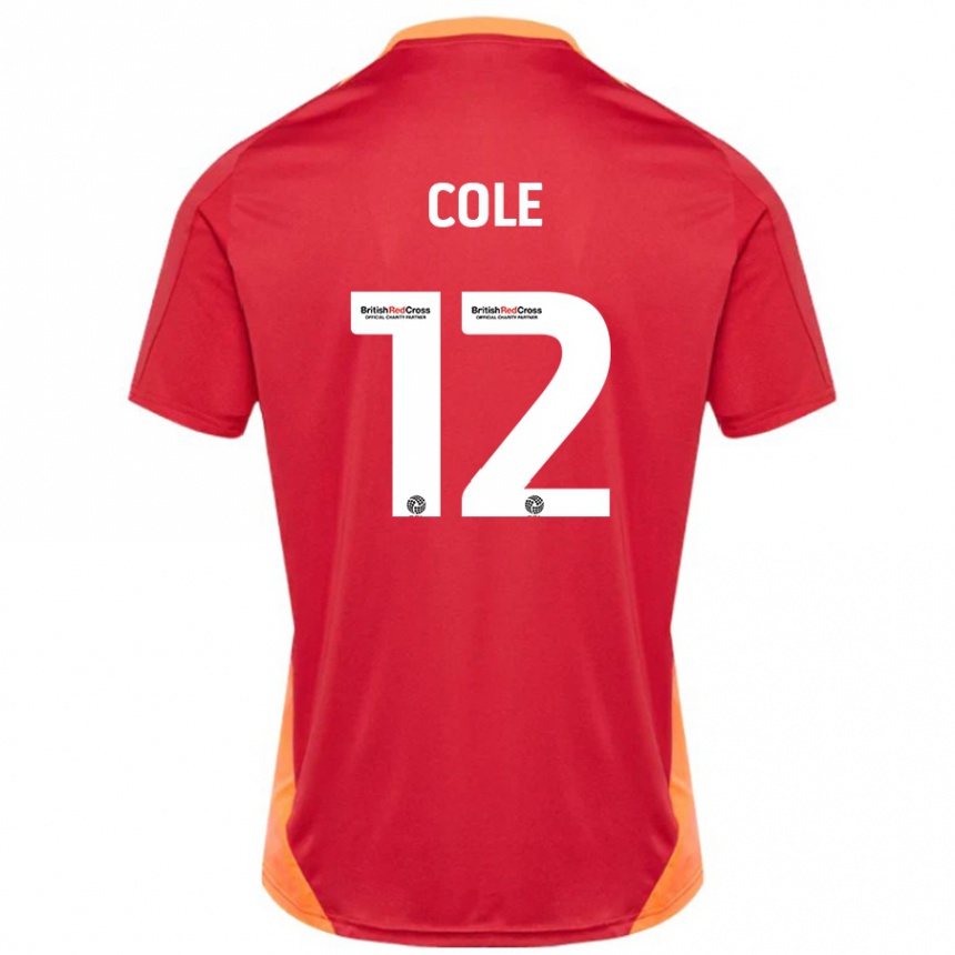 Kids Football Reece Cole #12 Blue Off White Away Jersey 2024/25 T-Shirt Uk