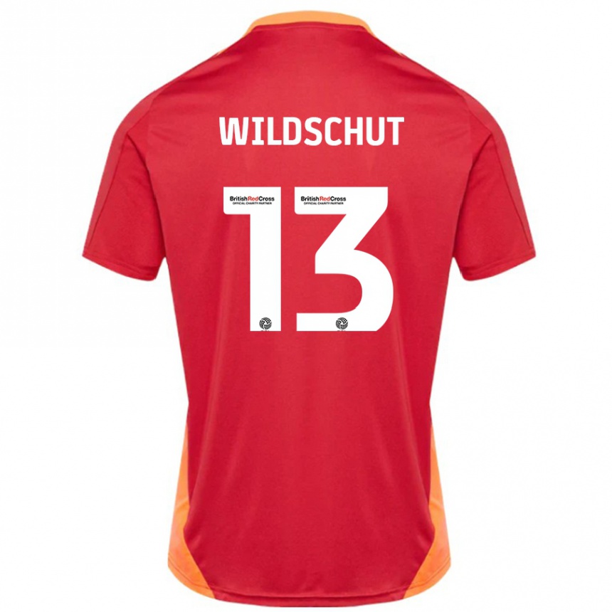 Kids Football Yanic Wildschut #13 Blue Off White Away Jersey 2024/25 T-Shirt Uk