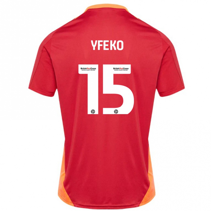 Kids Football Johnly Yfeko #15 Blue Off White Away Jersey 2024/25 T-Shirt Uk