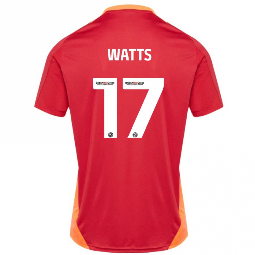 Kids Football Caleb Watts #17 Blue Off White Away Jersey 2024/25 T-Shirt Uk