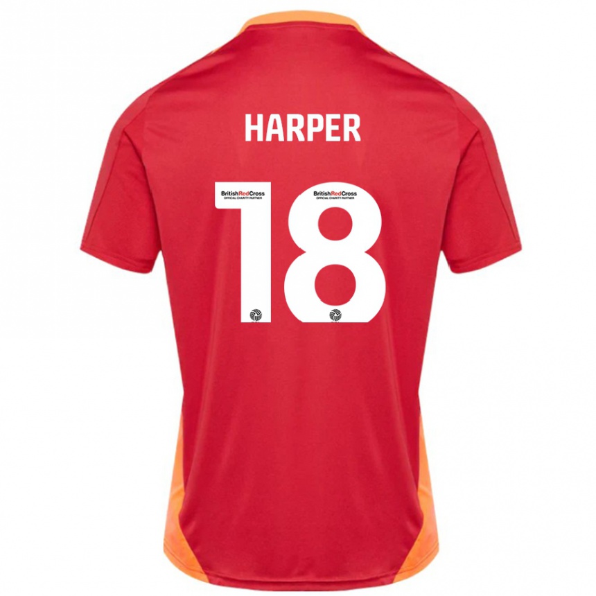 Kids Football Vincent Harper #18 Blue Off White Away Jersey 2024/25 T-Shirt Uk